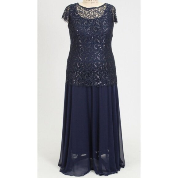 Alex Evenings Metallic Lace & Chiffon Gown (Size 14) - Picture 3 of 5